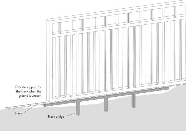 Metal bridge to avoid the difficult concrete foundation work for sliding gates