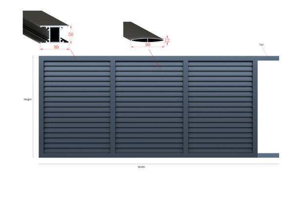 SLLV Aluminium Louver Style Gate Pattern Sliding/ Single Swing Gate