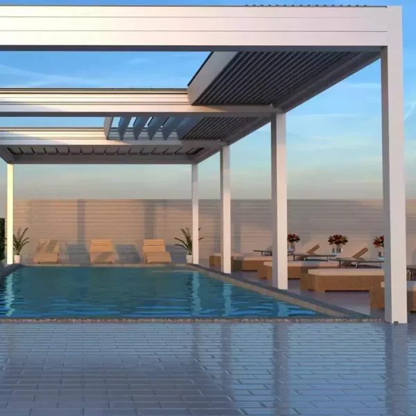 High end:  Motorized Louver Fancy Retractable Louvered Roof Bioclimatic Pergola - Image 7